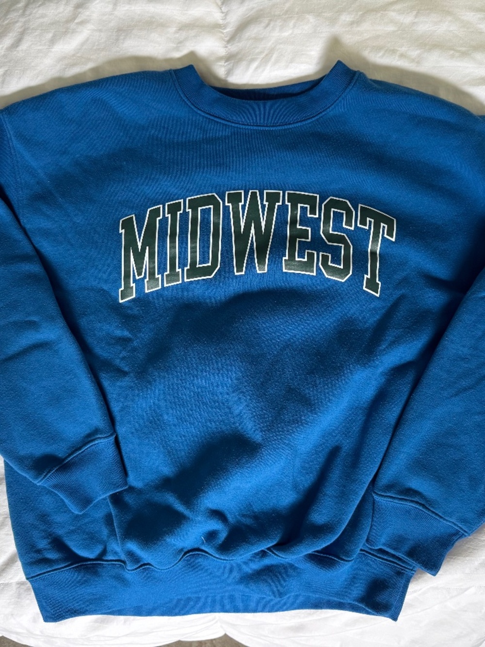 Zenana Blue MIDWEST Crewneck Sweatshirt Size Medium